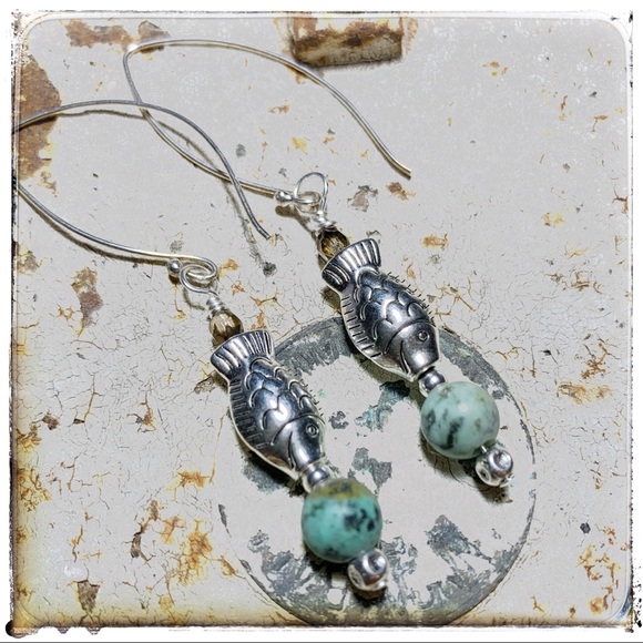 Howlite “turquoise”/Sterling Earwires by Susan Ray - Picture 2 of 3